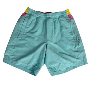 BirdDogs Classic Mens Aqua Pink Yellow Athletic Shorts Built-in Liner Size S